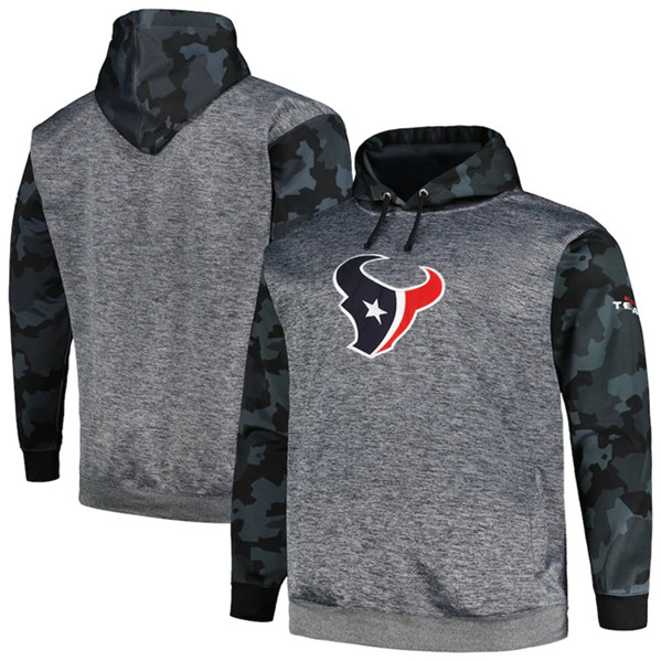 Men's Houston Texans Heather Charcoal Big & Tall Camo Pullover Hoodie